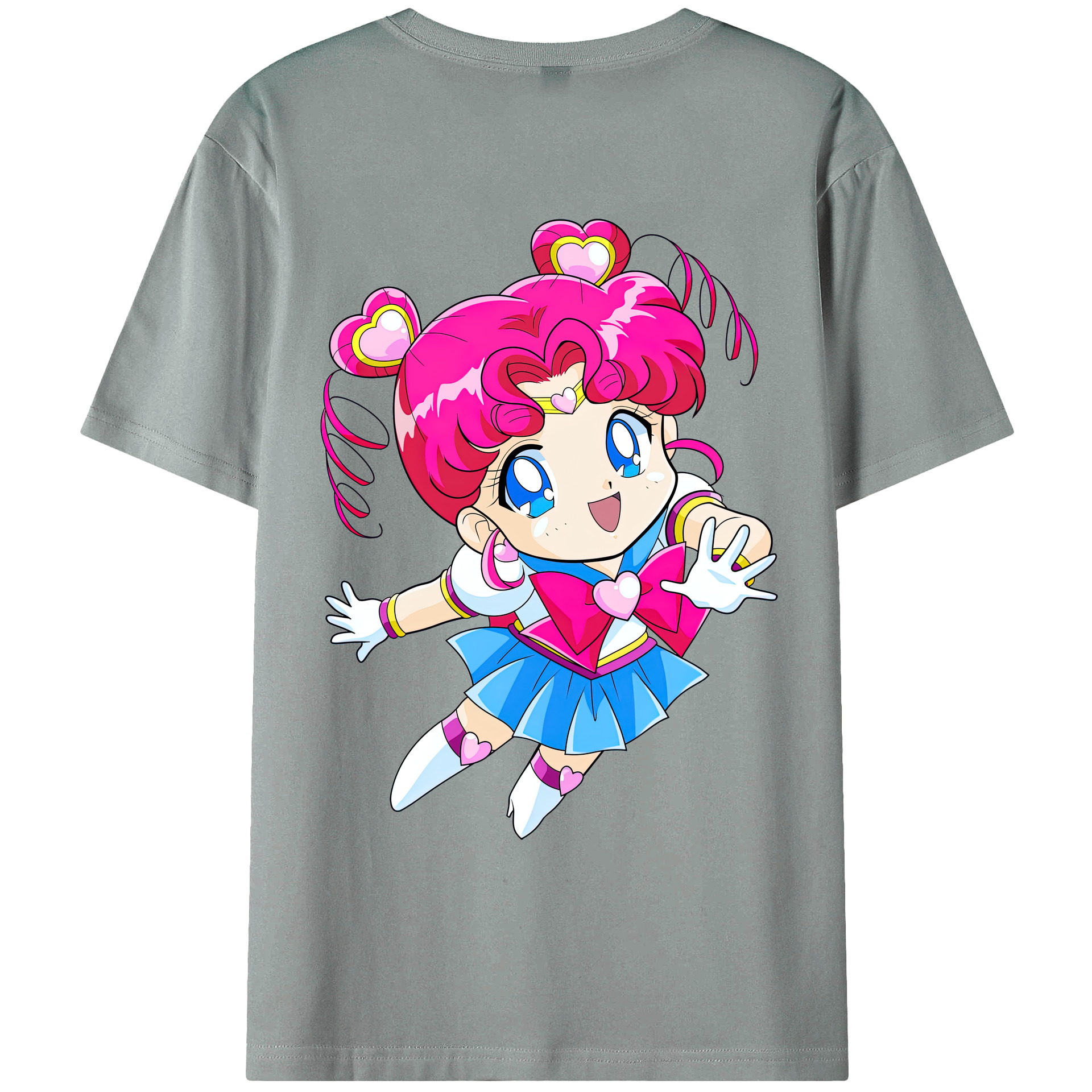 （画像用） 美少女戦士セーラームーン ちびうさ Sailor Moon Chibiusa Tsukino Usagi Small Lady Serenity 綿100％ メンズ半袖Tシャツ（バックプリント） 通気性